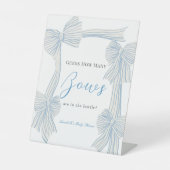 Coquette Blue Bow/Ribbon Baby Dusche Wie viele Bow Sockelschild (Vorderseite)