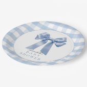 Coquette Blue Bow Ribbon Boy Baby Dusche Pappteller (Schrägansicht)