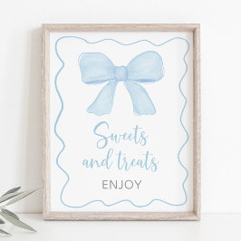Coquette Blue Bow Sweet Leckereien Babydusche Zeic Poster