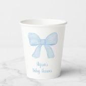 Coquette Blue Boy Bow Baby Dusche Pappbecher (Rückseite)