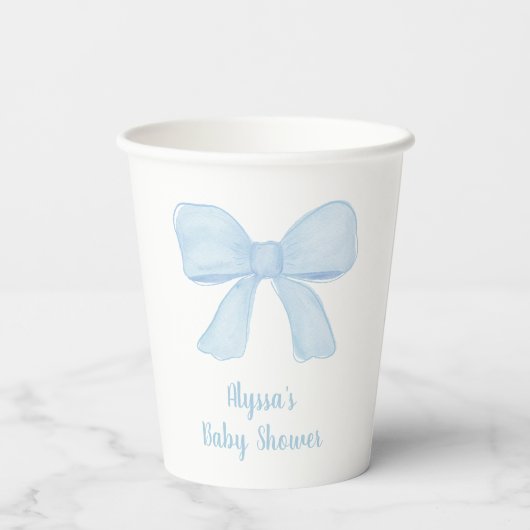 Coquette Blue Boy Bow Baby Dusche Pappbecher (Rückseite)