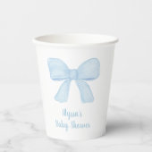 Coquette Blue Boy Bow Baby Dusche Pappbecher (Vorderseite)