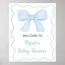 Coquette Blue Boy Bow Baby Dusche Willkommen Poster