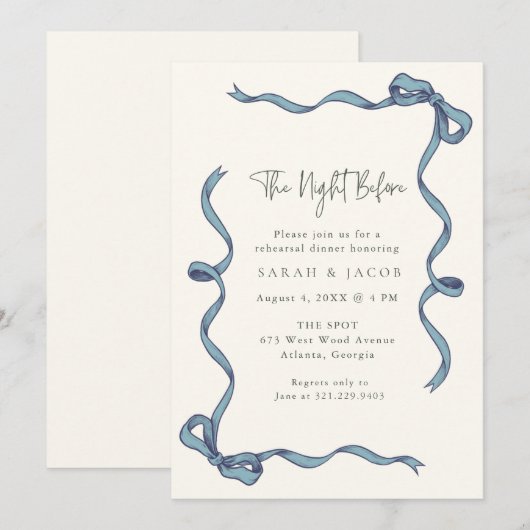 Coquette Blue The Night Before Probe Dinner Einladung (Vorne/Hinten)