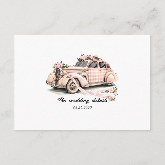 Coquette Blues Rosa Hochzeitsstimmung Details Begleitkarte (Rückseite)