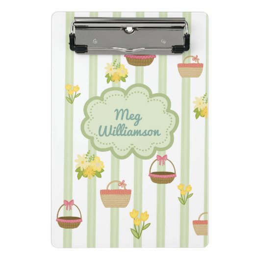 Coquette Blumenkörbe Personalisierter Name Mini Klemmbrett (Vorderseite)
