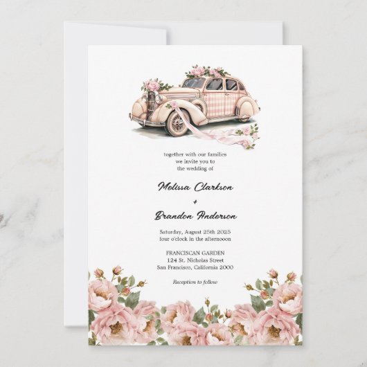 Coquette Blumenrot Rosa QR Code UAWG Wedding Einladung (Vorderseite)