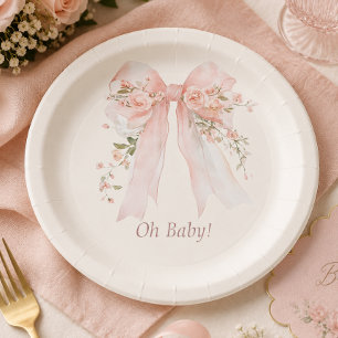 Coquette Blush Bogen "Oh Baby" Babyparty Pappteller