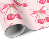 Coquette Blush Pink Bow Cherry Girly Niedlich Geschenkpapier (Rolleneckpunkt)