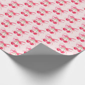 Coquette Blush Pink Bow Cherry Girly Niedlich Geschenkpapier (Ecke)