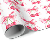 Coquette Blush Pink Bow Cherry Girly Niedlich Geschenkpapier (Rolleneckpunkt)
