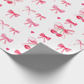 Coquette Blush Pink Bow Cherry Girly Niedlich Geschenkpapier (Ecke)