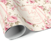 Coquette Blush Pink Bow Floral Baby Dusche nach Ma Geschenkpapier (Rolleneckpunkt)
