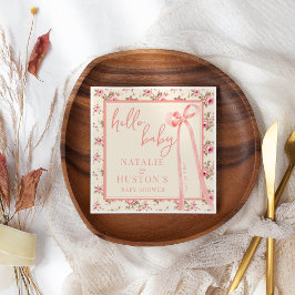 Coquette Blush Pink Bow Floral Baby Dusche nach Ma Serviette