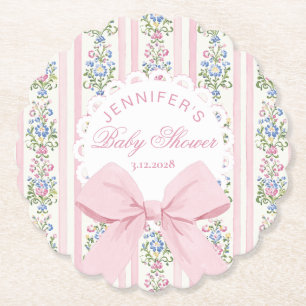 Coquette Blush Pink Bow Rose Babydusche Untersetzer