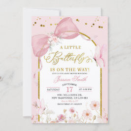 Coquette Blush Pink Butterfly Baby Shower Einladung