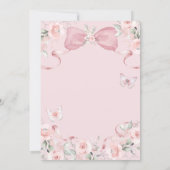 Coquette Blush Pink Butterfly Baby Shower Einladung (Rückseite)