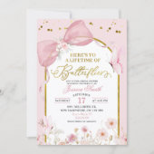 Coquette Blush Pink Butterfly Bridal Shower Einladung (Vorderseite)