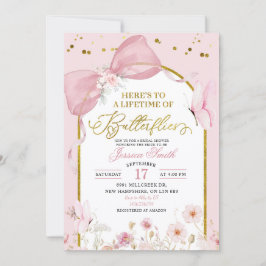 Coquette Blush Pink Butterfly Bridal Shower Einladung