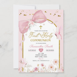 Coquette Blush Pink Butterfly First Holy Communion Einladung