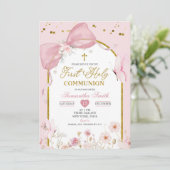 Coquette Blush Pink Butterfly First Holy Communion Einladung (Stehend Vorderseite)