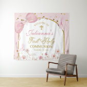 Coquette Blush Pink Butterfly First Holy Communion Wandteppich (Beispiel (Horizontal))