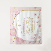 Coquette Blush Pink Butterfly First Holy Communion Wandteppich (Vorderseite)