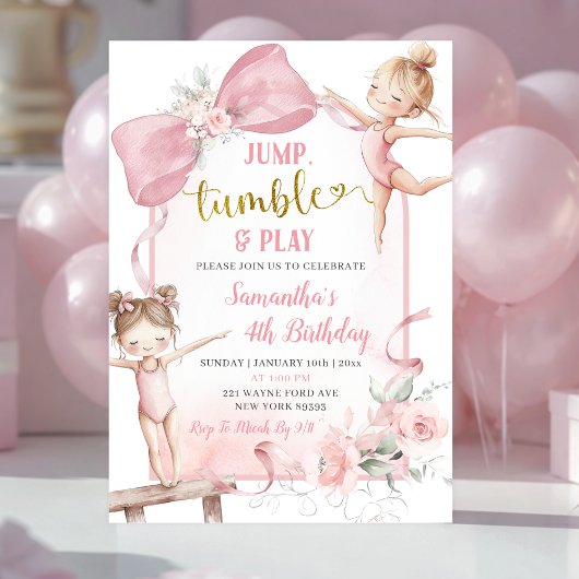 Coquette Blush Pink Floral Bow Birthday  Einladung