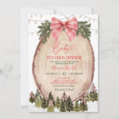 Coquette Blush Pink Rustic Winter Baby Shower Einladung (Vorderseite)