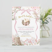 coquette blush pink Spring bird baby shower Einladung (Stehend Vorderseite)