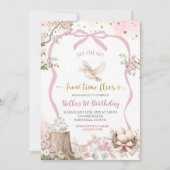coquette blush pink Spring bird birthday  Einladung (Vorderseite)