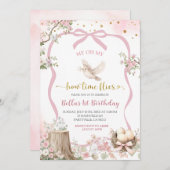 coquette blush pink Spring bird birthday  Einladung (Vorne/Hinten)