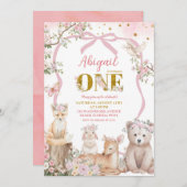 Coquette Blush Pink Spring woodland animals Einladung (Vorne/Hinten)