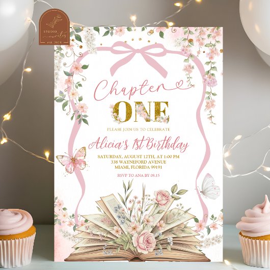coquette blush pink storybook birthday einladung