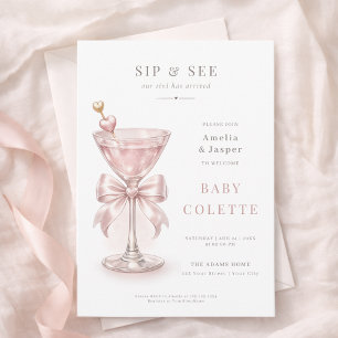 Coquette Blush Rosa Baby Mädchen Sip and See  Einladung