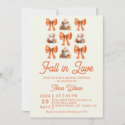 Coquette Bogen fallen in Liebe Coffee Orange Edita Einladung (Vorderseite)