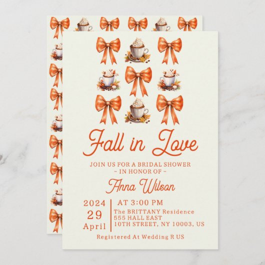 Coquette Bogen fallen in Liebe Coffee Orange Edita Einladung (Vorne/Hinten)