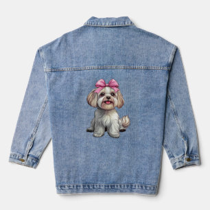 Coquette-Bogen-Mastiff-Hundemutter-Mädchen Rosa Jeansjacke