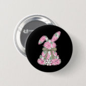 Coquette-Bogen-Osterhase-Frühlingsblumen-Frauen-T- Button (Vorne & Hinten)