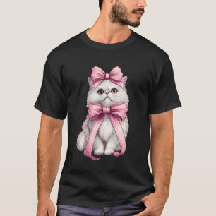Coquette-Bogen Perserkatze Mama Süß Rosa Muttertag T-Shirt