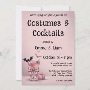 Coquette-Bogen Pink Drink & Fledermäuse Halloween- Einladung