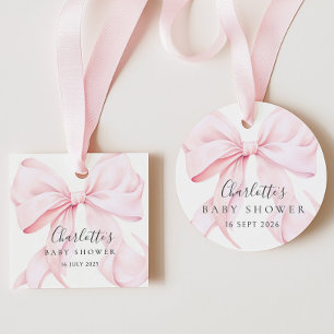 Coquette-Bogen rosa Baby Shower Geschenkanhänger