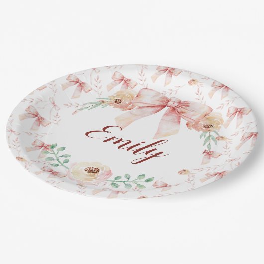 Coquette Bogen Wasserfarbe Pappteller (Schrägansicht)