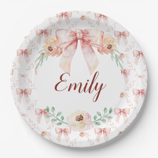 Coquette Bogen Wasserfarbe Pappteller (Vorderseite)