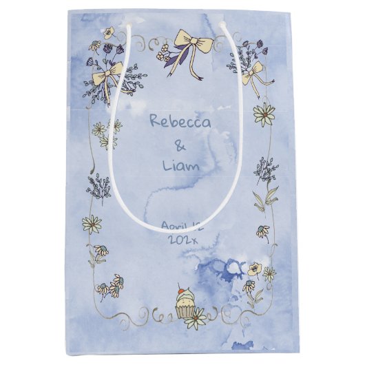 Coquette Border Wasserfarbe Mittlere Geschenktüte (Vorderseite)