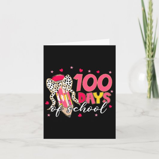 Coquette Bow 100 Tage Schulstift Mädchen Kinder Karte (Vorderseite)