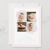 Coquette Bow 4 Frame Photo Birth Announcement Ankündigung (Vorderseite)