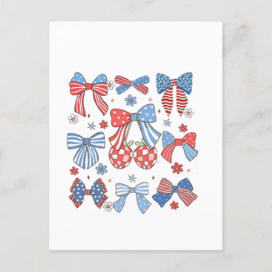 Coquette Bow 4. Juli USA Patriotic Ankündigungspostkarte