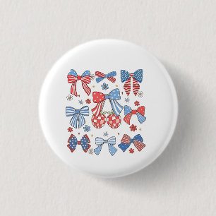 Coquette Bow 4. Juli USA Patriotic Button