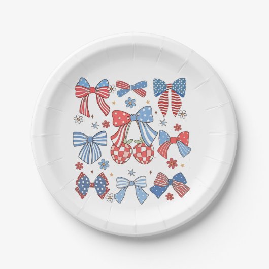 Coquette Bow 4. Juli USA Patriotic Pappteller (Vorderseite)
